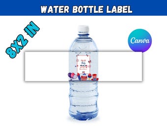 Etiquetas para botellas de agua del 4 de julio: plantilla editable de Canva / Envoltura patriótica para botellas de agua / Decoraciones para fiestas del Día de la Independencia / Etiquetas imprimibles para barbacoa de EE. UU.