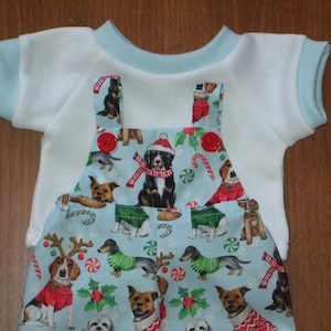 NEW For Cabbage Patch 16"  Boys Doll Clothes Sweet Winter Christmas Dog Bib Overalls Set