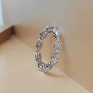 Marquise Moissanite Eternity Band: 14k Gold Shared Prong Wedding Ring