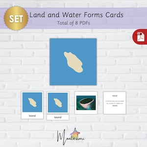 Montessori Land and Water Forms Cards-Montessori Printable Land and Water Forms Bundle SET-Printable Land and Water Forms-Learning Landforms
