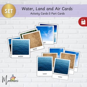 WASSER, LAND, LUFT Karten-Montessori Land, Luft, Wasser Karten-Printable Land Luft Wasser Karten-Land Luft Wasser Flashcard-Land Luft Wasser Sortierungsaktivität