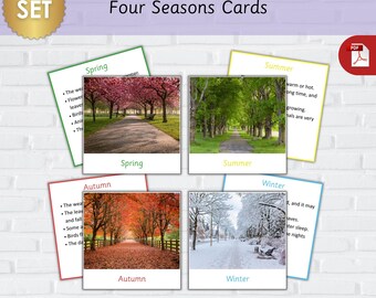 FOUR SEASONS Cards SET-Four Seasons Learning Set-Montessori-Months-Seasons-Spring-Summer-Autumn-Fall-Winter-Seasons Activity