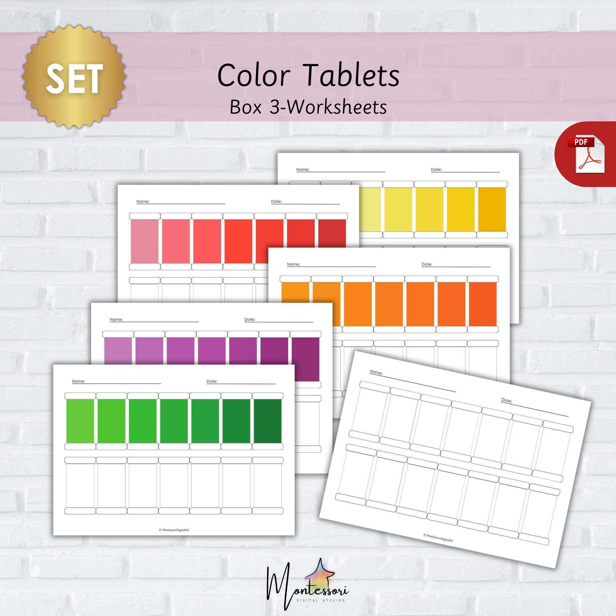 COLOR Tablets-full Set-box 1-2-3-montessori Color Tablets-color ...