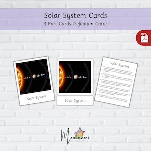 Cartes du système solaire Montessori en 3 parties - Cartes du système solaire imprimables - Cartes imprimables de l'espace - Cartes du système solaire pour enfants - Cartes des planètes