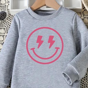 Youth Smiley Face Sweatshirt: Retro Happy Vibes, 50/50 Blend
