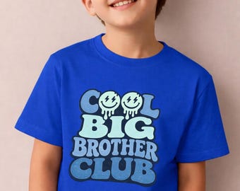 Big Brother Club Shirt | New Big Bro Tee | Retro Smiley Kids Tshirt