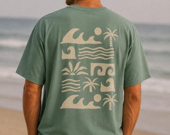 Mens Vacation Shirt, Surf Vibes Tee,  Mens Comfort Colors® Summer TShirt, Beach Vacation Tee