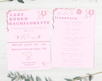 Last Rodeo Bachelorette Invite Template Nashville Bachelorette Itinerary Printable Western Bachelorette Invitation Cowgirl Bachelorette