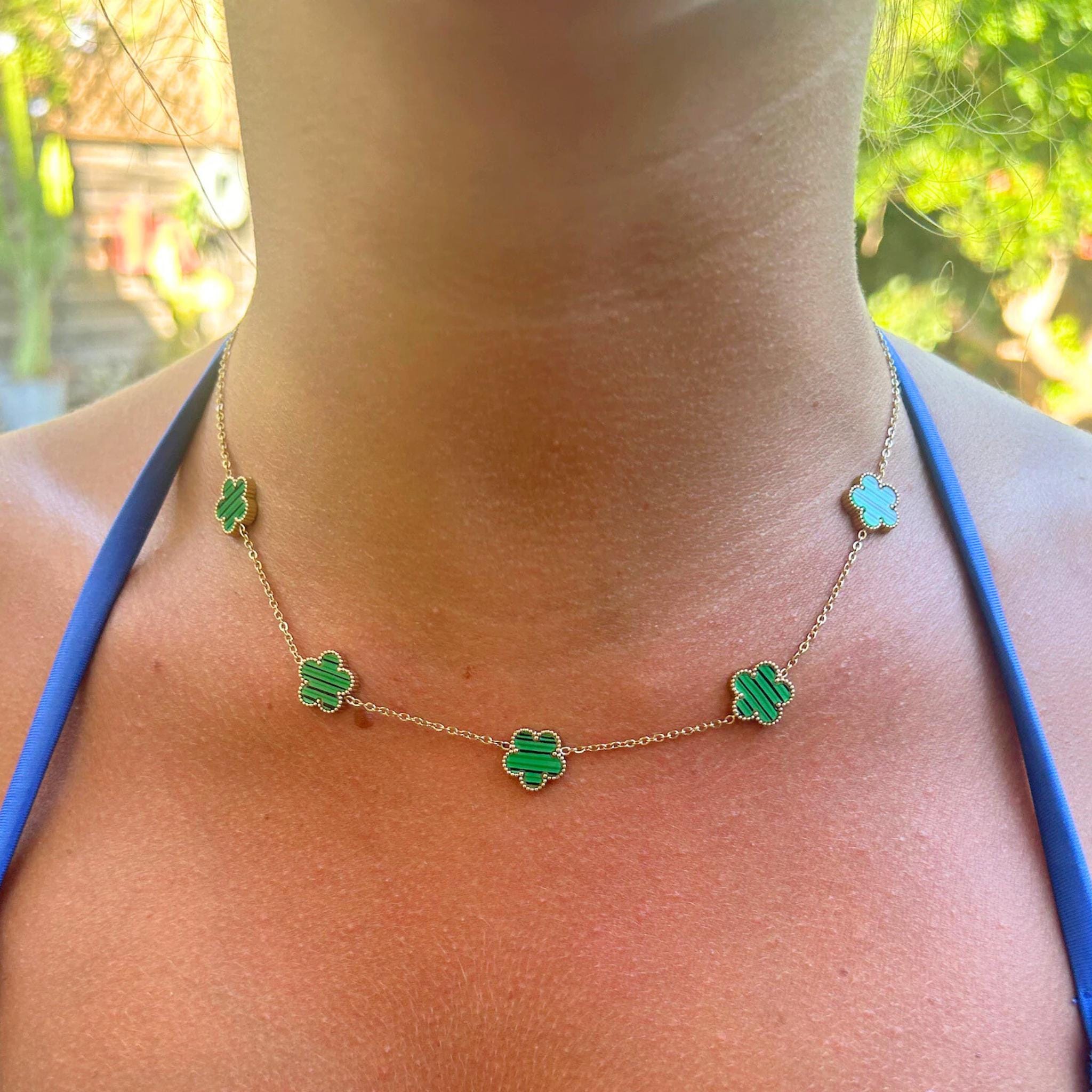 Mother of Pearl Clover Necklace, Luxury Gold Gilded VCA Five