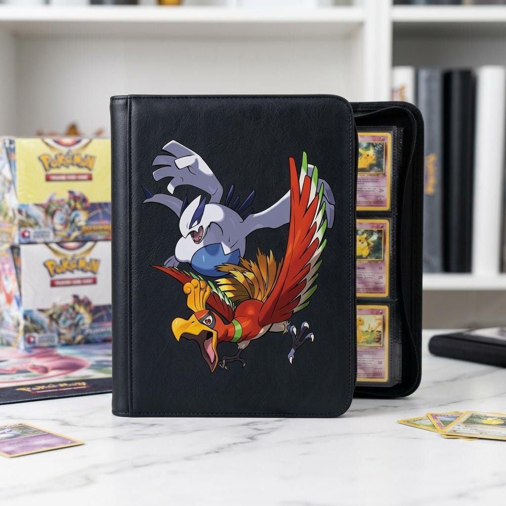 Lugia Ho-Oh Binder Pokemon Binder, Legendary Bird Pokémon Card Holder, Anime Trading Card Album, Collector Gift