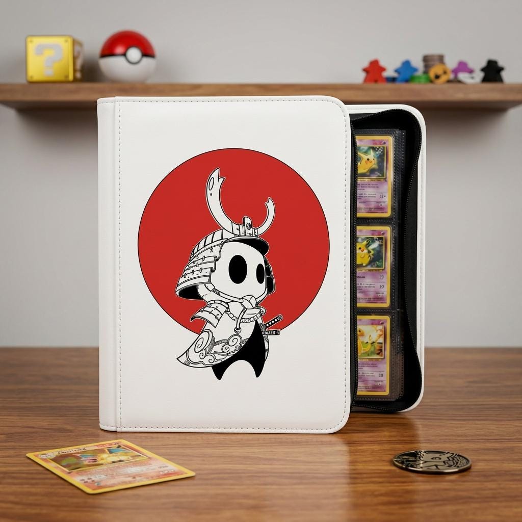 Samurai Custom Card Binder, Cute Warrior Binder, Kawaii Gaming Trading Card Album, Gift for Gamer