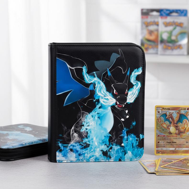 Mega Charizard Pokemon Binder, Dragon Fire Pokemon TCG Album, Trading Card Storage Folder, Pokemon Collector Gift