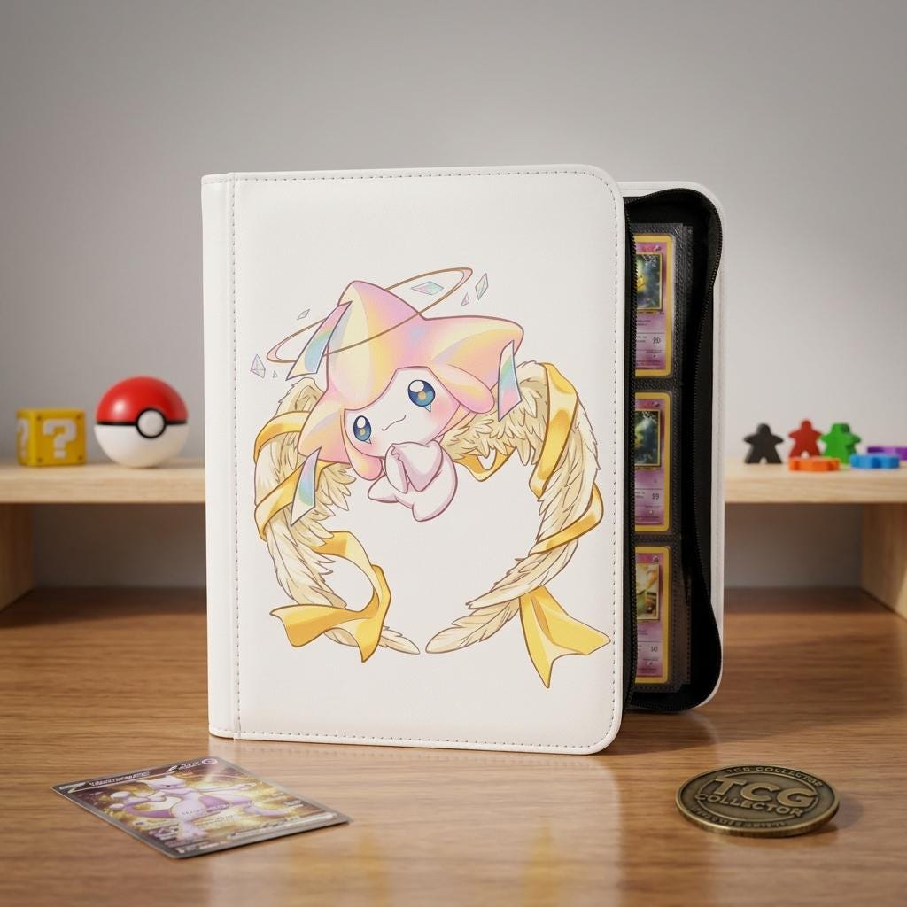 Jirachi Pokemon Binder, Cute Anime Card Binder, Trading Card Album, Kawaii Collector Gift, TCG Card Storage, Zip Binder
