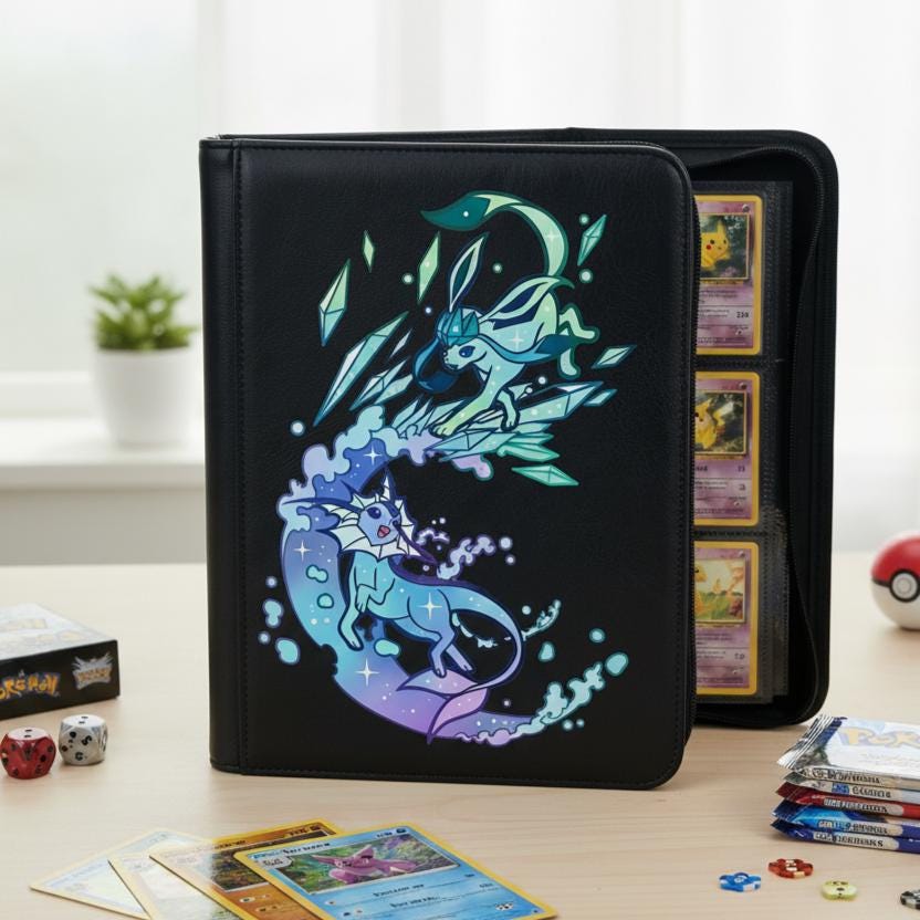 Vaporeon Glaceon Evee Pokemon Custom Card Binder, Pokemon Trading Card Binder, Pokemon TCG Binder, Pokemon Collector Birthday Gift