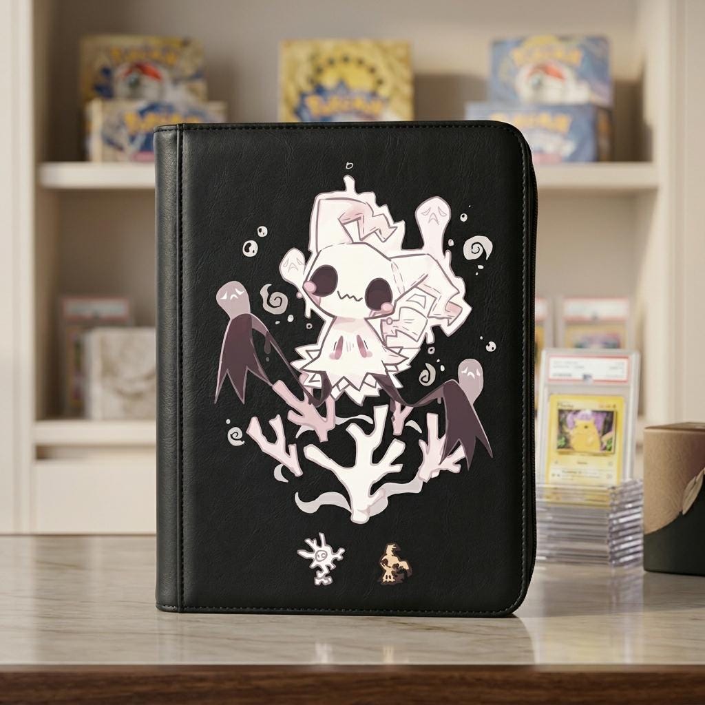 Mimikyu Pokemon Binder, Cute Ghost Fairy Pokémon Card Holder, Spooky Anime Trading Card Album, Gothic Kawaii Collector Gift