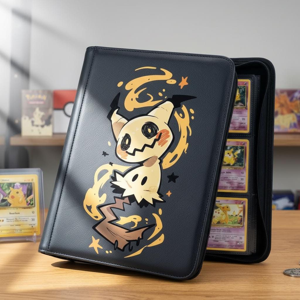 Pokemon Card Binder, Mimikyu Card Album, Trading Card Holder, Cute Ghost Pokemon Binder, Gift for Pokemon Collector, TCG Card Storage