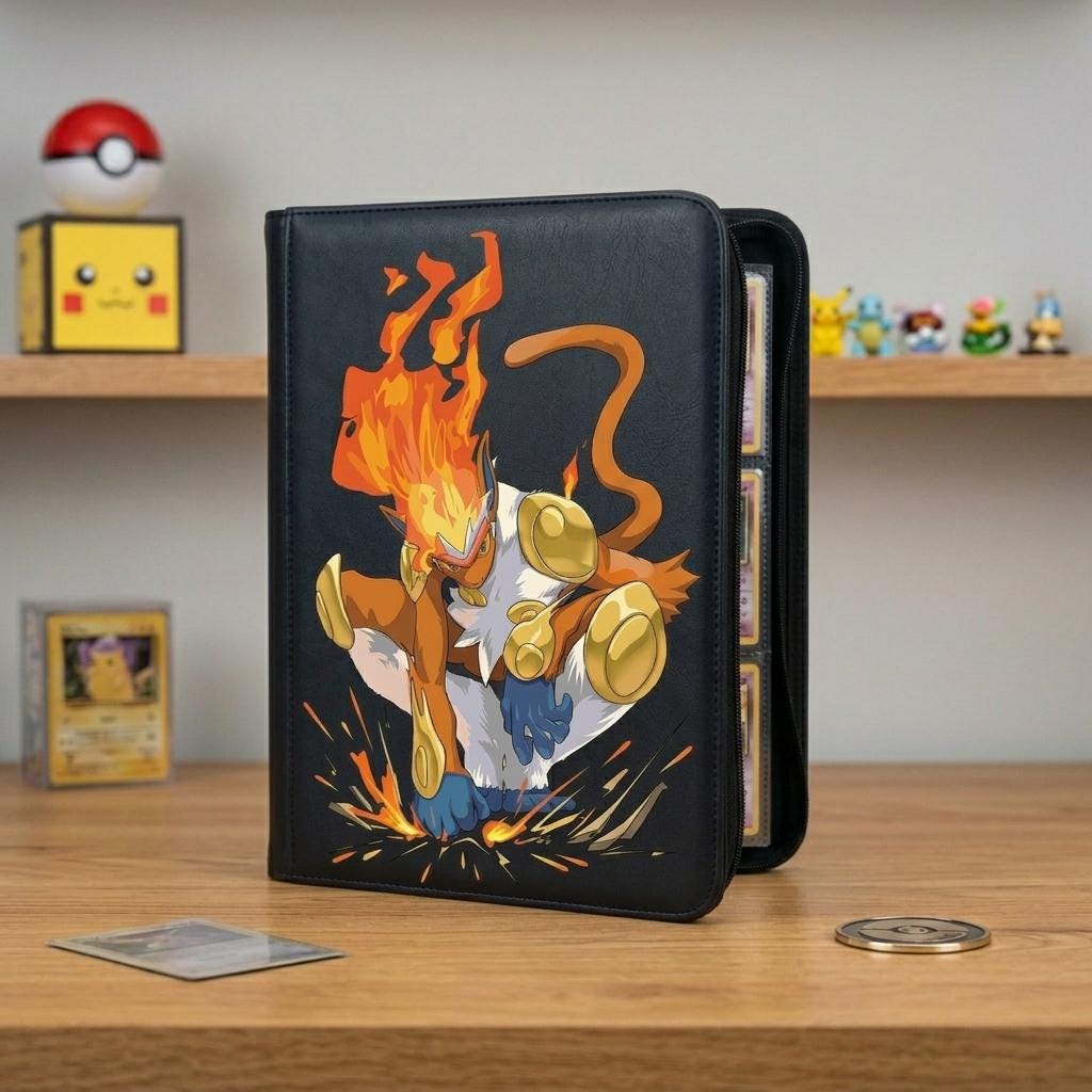 Infernape Pokemon Binder, Fire Fighting Pokemon Card Binder, TCG Card Album, Trading Card Game Holder, Anime Collector Gift