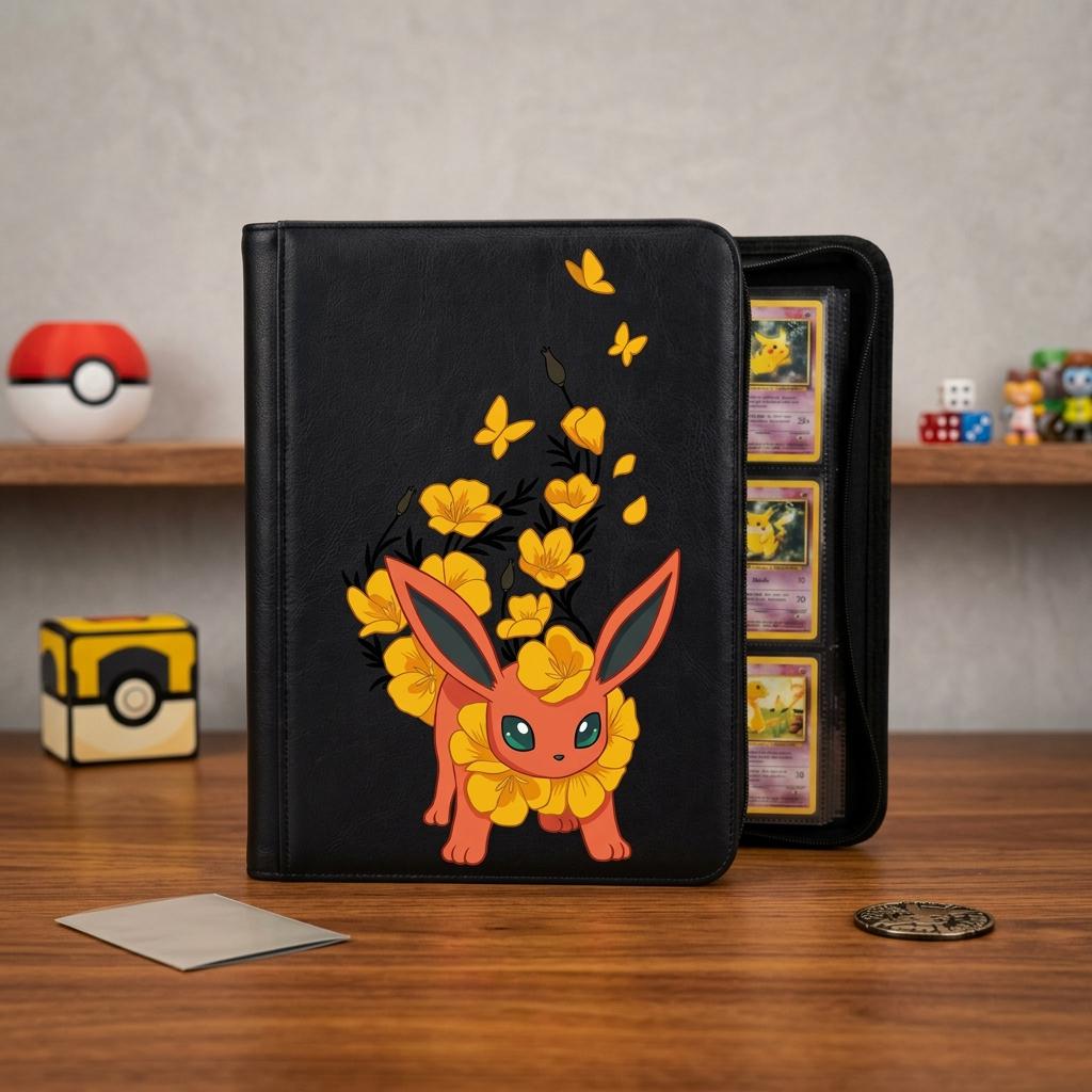 Flareon PokemonCustom Card Binder, Pokemon Trading Card Binder, Pokemon TCG Binder, Pokemon Collector Birthday Gift