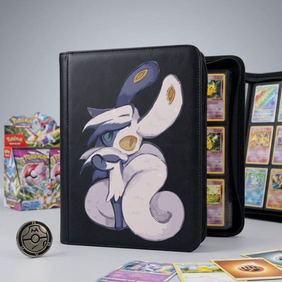Custom Pokemon Card Binder, Cute Ghost Fox Anime Trading Card Album, Zip TCG Card Binder, Perrsonalized Gift for Pokemon Fans