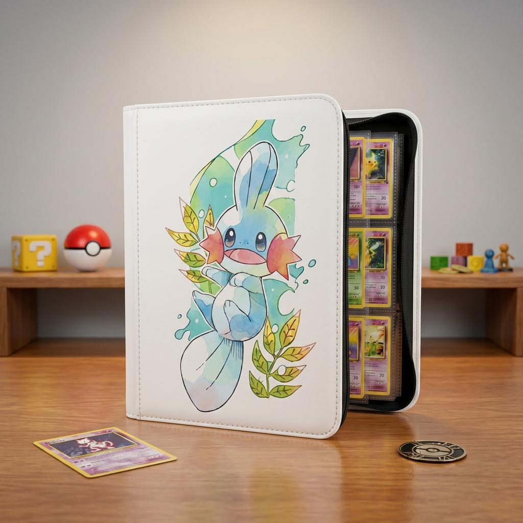 Cute Pokemon Card Binder, Custom Pokemon Trading Card Binder, Mudkip Trainer Card Binder, TCG Card Binder Gift For Pokemon Fans