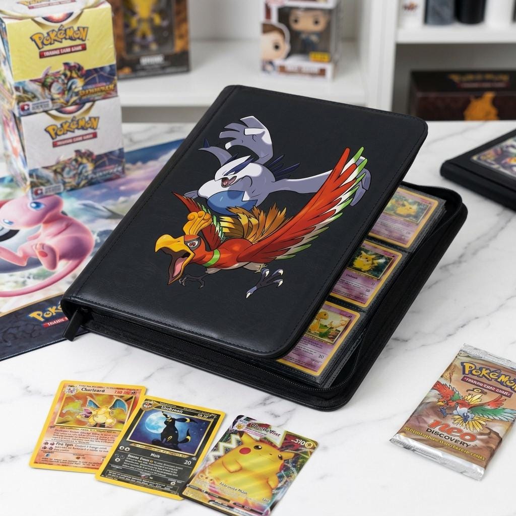 Lugia Ho-Oh Pokemon Binder, Legendary Bird Pokémon Card Holder, Anime Trading Card Album, Collector Gift