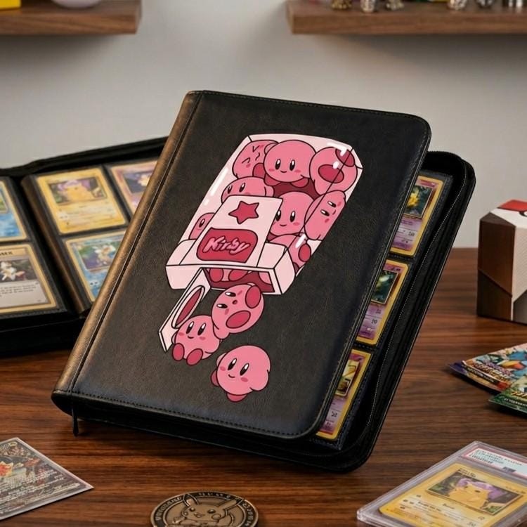 Kirby Kawaii Custom Card Binder, Cute Pink Anime Trading Card Album, Zip TCG Card Holder, Gamer Gift for Kirby Fans