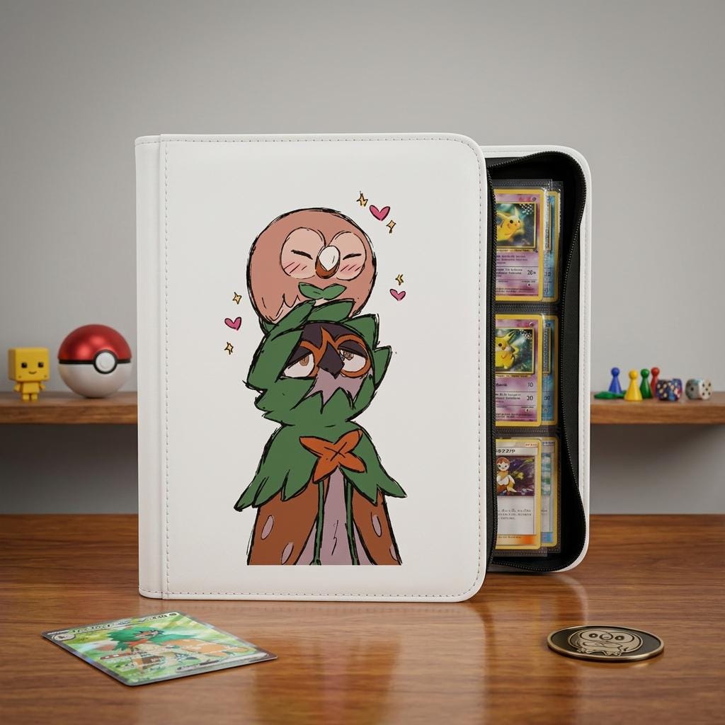 Rowlet & Decidueye Pokemon Custom Card Binder, Pokemon Trading Card Binder, TCG Card Binder Gift For Pokemon Fans