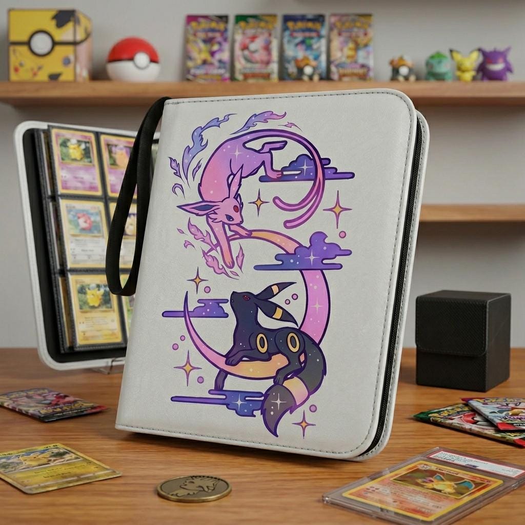 Espeon Umbreon Pokemon Custom Card Binder, Pokemon Trading Card Binder, Pokemon TCG Binder, Pokemon Collector Birthday Gift