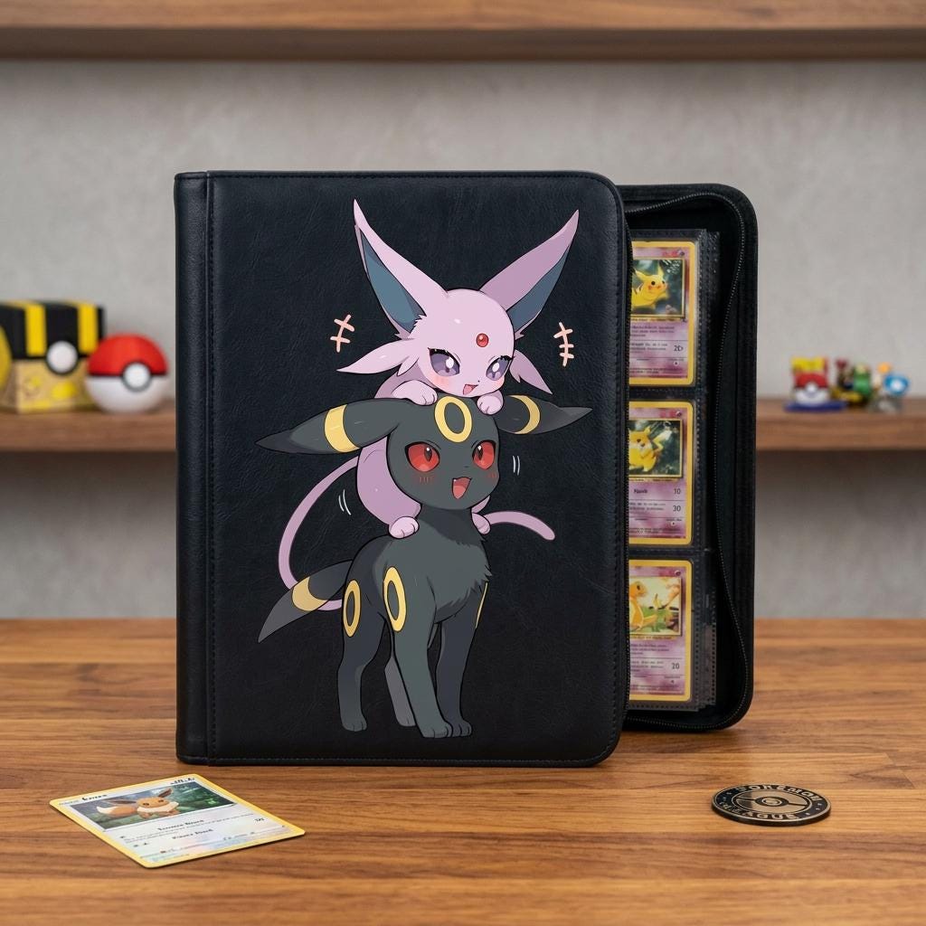 Umbreon Espeon Pokemon Card Binder, Eeveelution Binder, Anime Card Album, Trading Card Holder, Gift for Pokemon Fans
