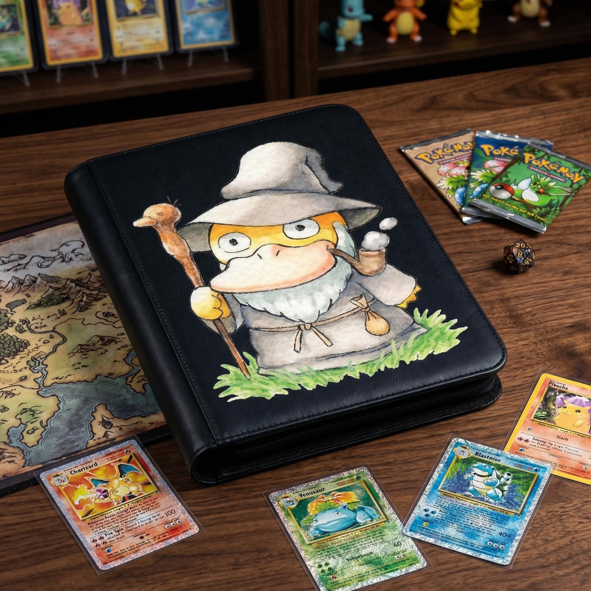 Psyduck Wizard Pokemon Custom Card Binder, Pokemon Trading Card Binder, Pokemon TCG Binder, Pokemon Collector Birthday Gift