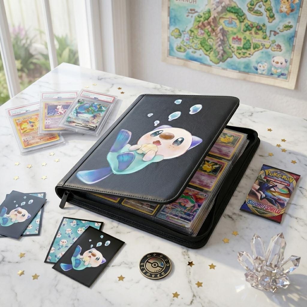 Oshawott Pokemon Custom Card Binder, Pokemon Trading Card Binder, TCG Card Binder Gift For Pokemon Fans