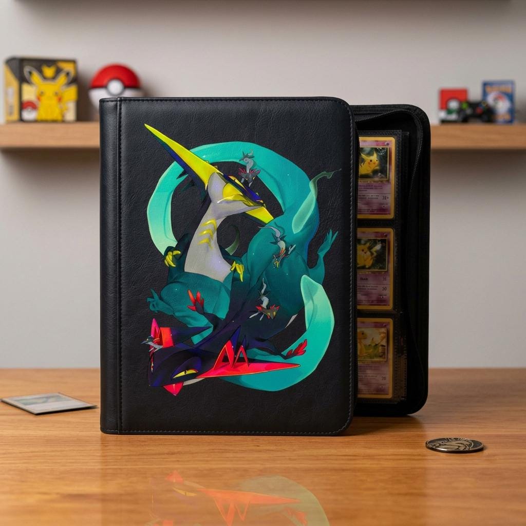 Dragapult Pokemon Binder, Ghost Dragon Card Binder, Anime Trading Card Album, TCG Collector Gift, Zip Card Storage Binder