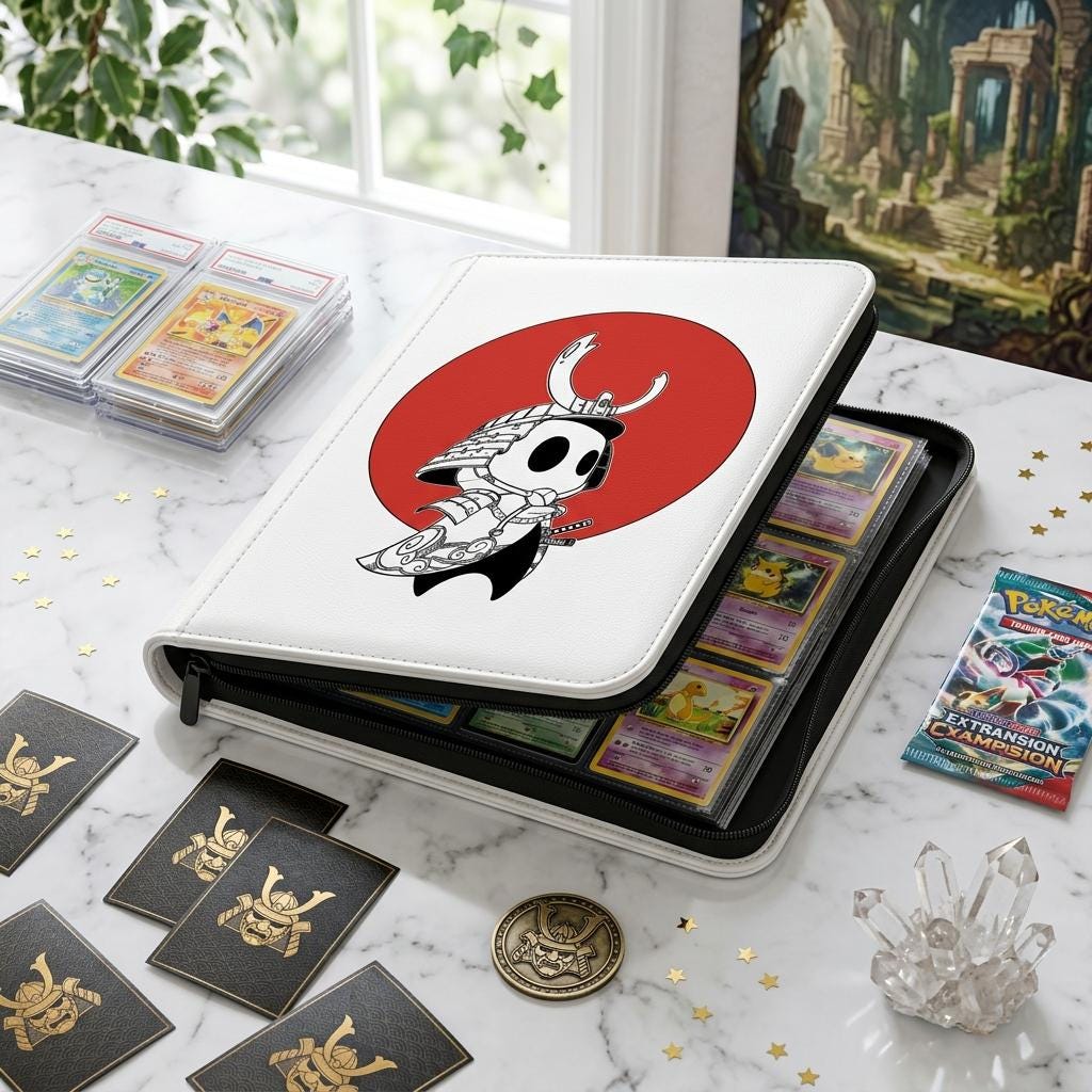 Samurai Custom Card Binder, Cute Warrior Binder, Kawaii Gaming Trading Card Album, Gift for Gamer