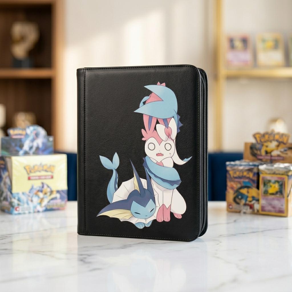 Sylveon Vaporeon Pokemon Binder, Cute Eeveelution Pokémon Card Holder, Kawaii Anime Trading Card Album, Collector Gift