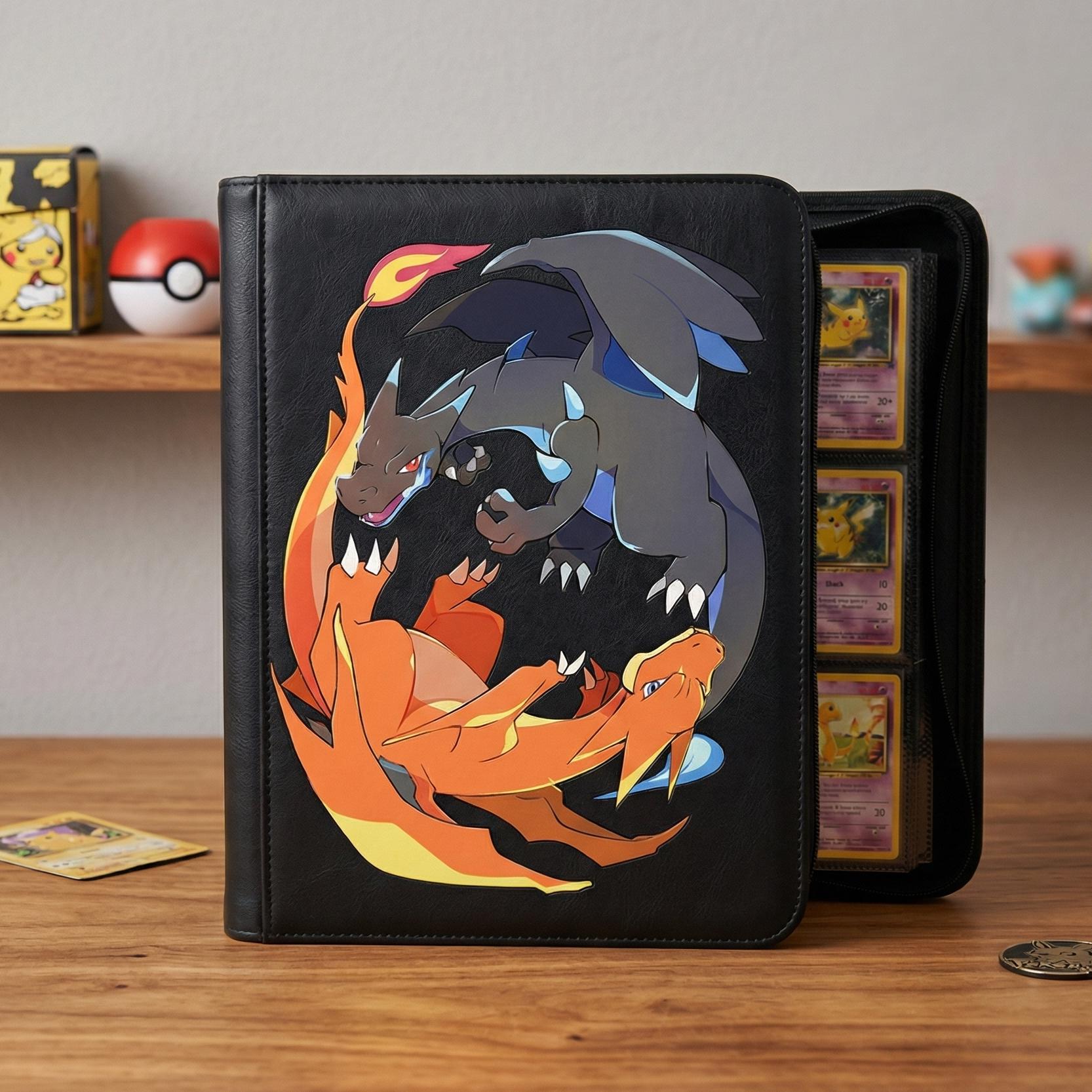 Charizard vs Mega Charizard X Pokemon Binder, Anime Pokemon Card Binder, Fire Dragon Battle Design, Trading Card Album, Pokemon Lover Gift