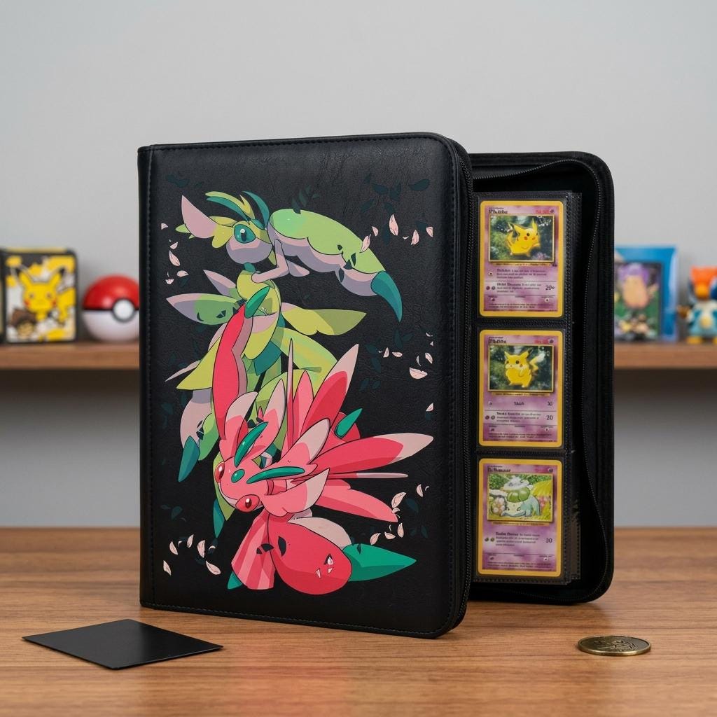 Scyther Scizor Pokemon Binder, TCG Trading Card Game Album, Bug Evolution Anime Card Holder, Custom Leather Pokemon Binder Gift
