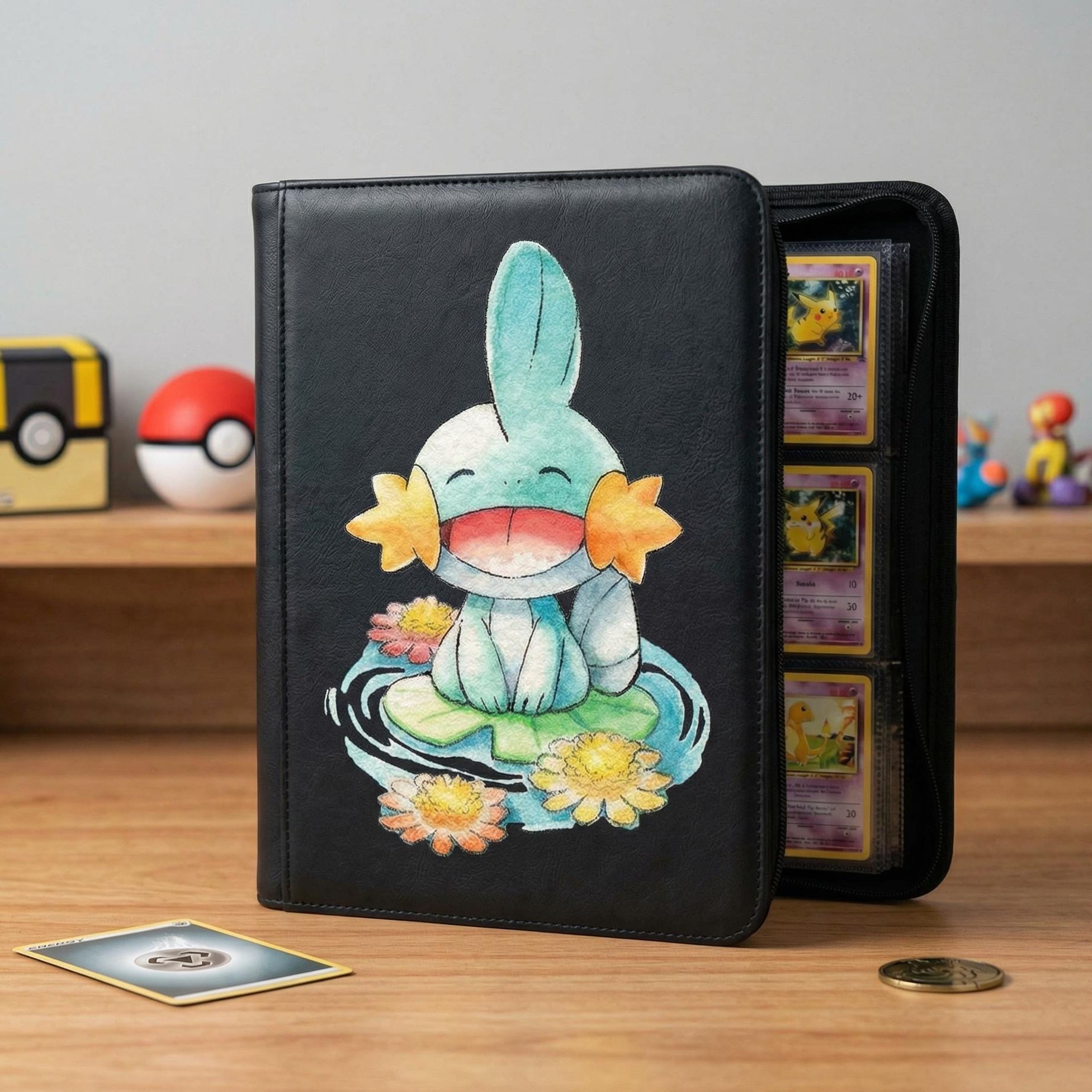 Cute Mudkip Pokemon Custom Card Binder, Pokemon Trading Card Binder, Pokemon TCG Binder, Pokemon Collector Birthday Gift