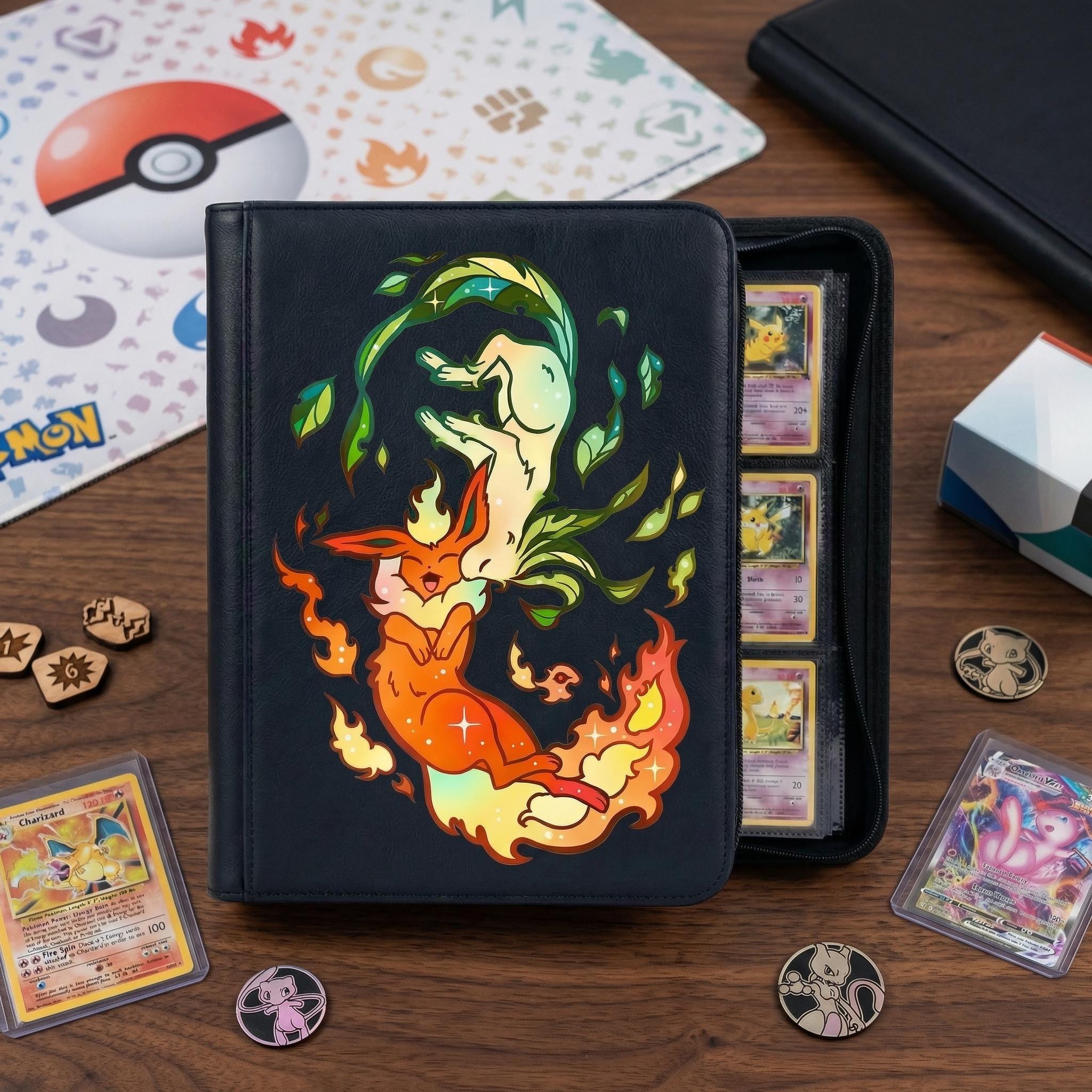 Flareon Leafeon Pokemon Custom Card Binder, Pokemon Trading Card Binder, Pokemon TCG Binder, Pokemon Collector Birthday Gift