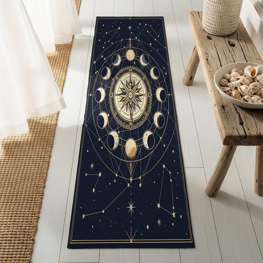 Astrological Rug Celestial Moon Phases Runner Rug: Witchy Astrology Decor - Etsy