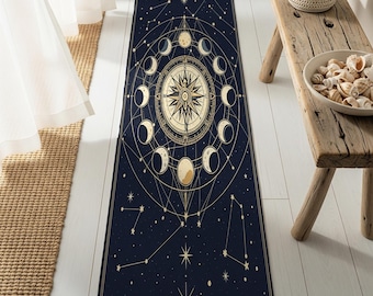Dywanik z fazami księżyca: dekoracja z czarowniczą astrologią