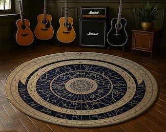 Zodiac Star Map Rug: Celestial Astrology Carpet for Mystical Interiors
