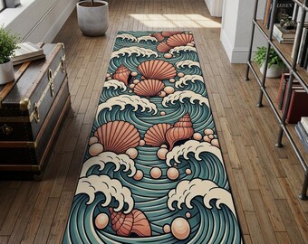 Seashell Runner Rug: Coastal Ocean Beach House Decor