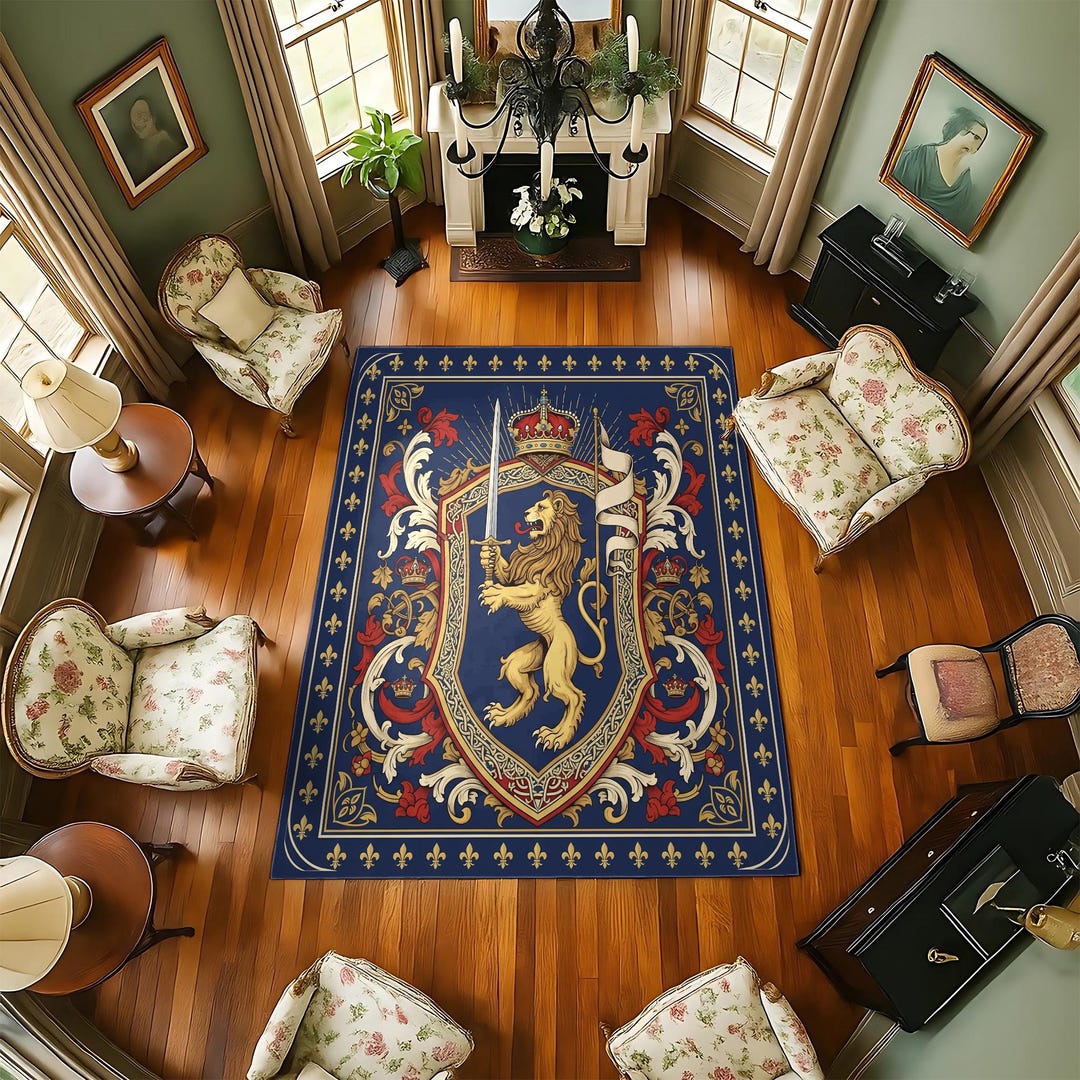 Medieval Area Rug Medieval Lion Rug: Gothic Royal Crest, Fantasy Home Decor - Etsy