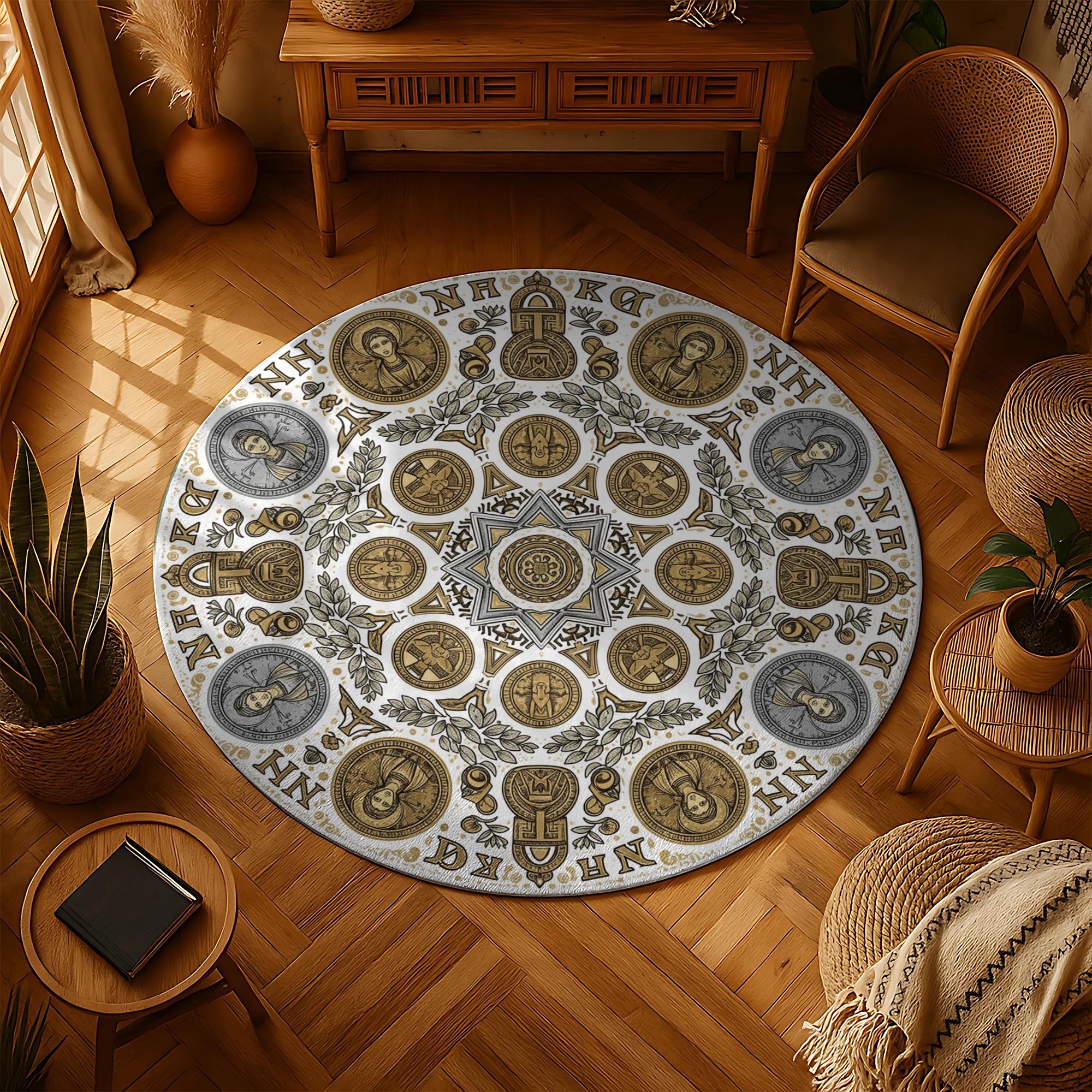 Byzantine Art Round Rug: Orthodox Christian Icon Mandala - Etsy Canada