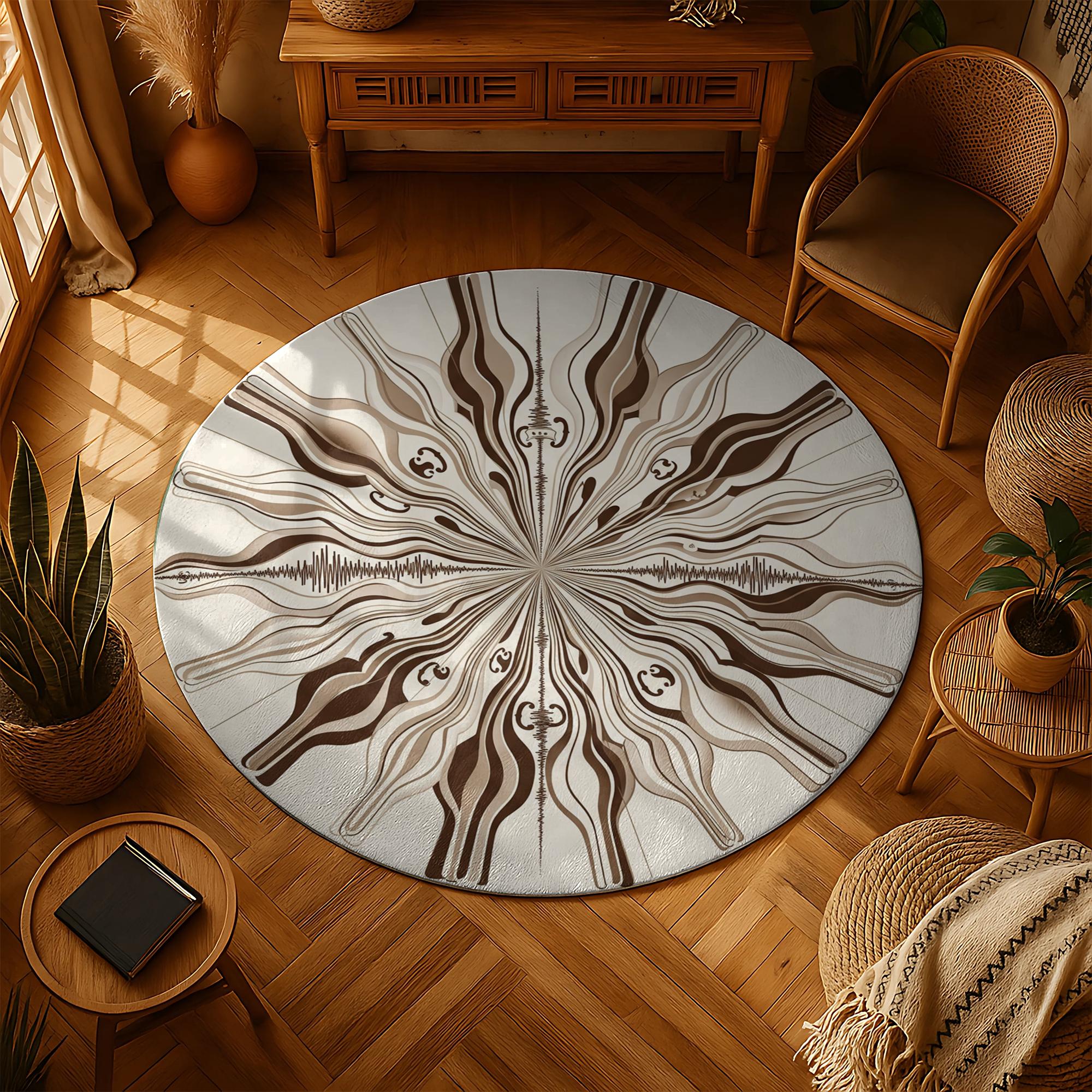 Soundwave Symphony Rug Musical Wave Pattern Round Carpet - Etsy