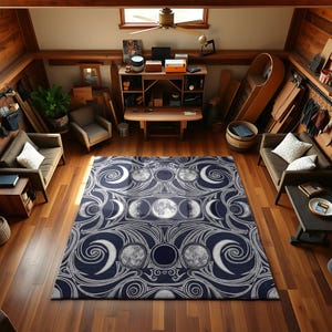 Moon Phases Rug Carpet – Celestial Crescent Design With Lunar Magic Touch, Mystic Gift For Astrology Lovers & Cosmic-Inspired Interiors