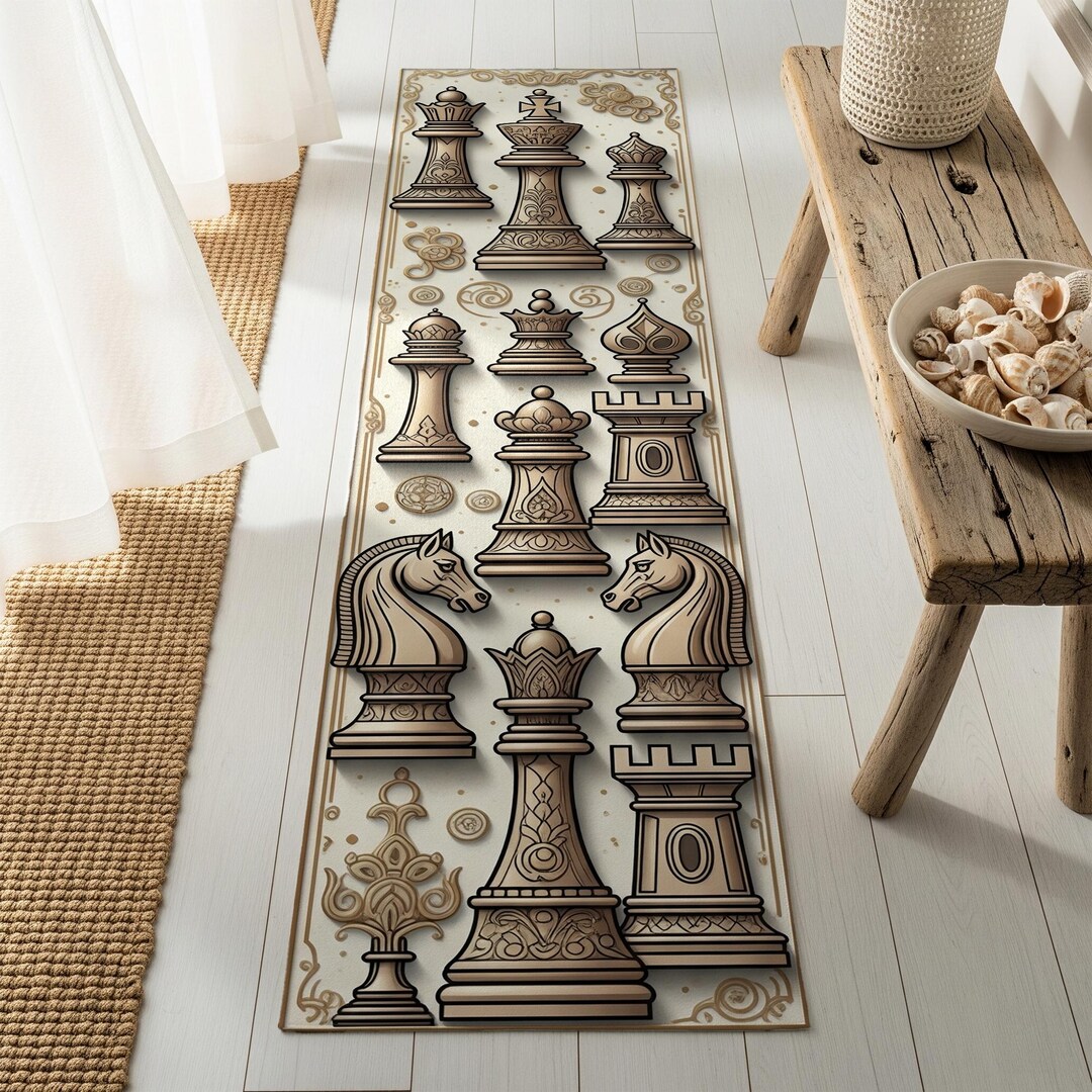 Chess Board Pattern Rug Chess Runner Rug: Vintage Board Game Hallway Decor - Etsy