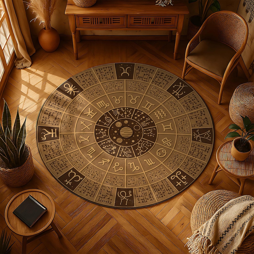 Astrological Rug Zodiac Ritual Rug – Celestial Wheel, Planetary Symbols - Etsy