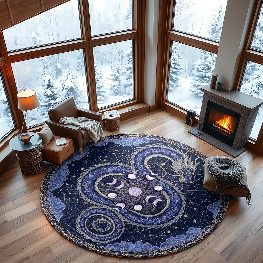 Astrological Rug Celestial Dragon Round Rug – Moon Phases, Astrology Home Decor - Etsy