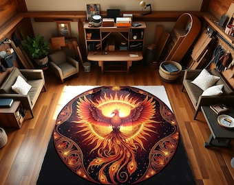 Phoenix vuurtapijt: gotische boho-wedergeboortemat, spiritueel decor